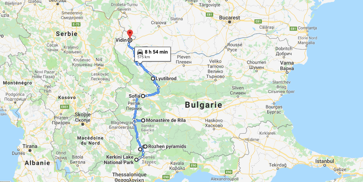 carte bulgarie road trip